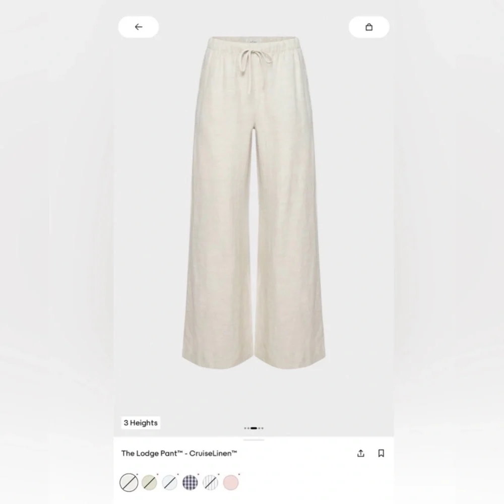 NWOT XS Aritzia CruiseLinen The Lodge Pant in Undyed Ecru